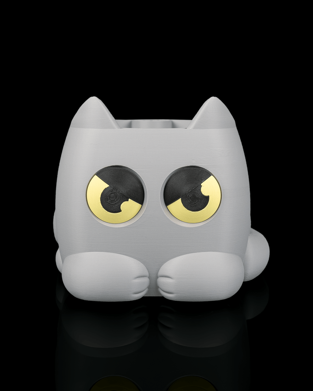 Grumpy Kitty Planter — Mechanical Eye Character Planter | FDM Print