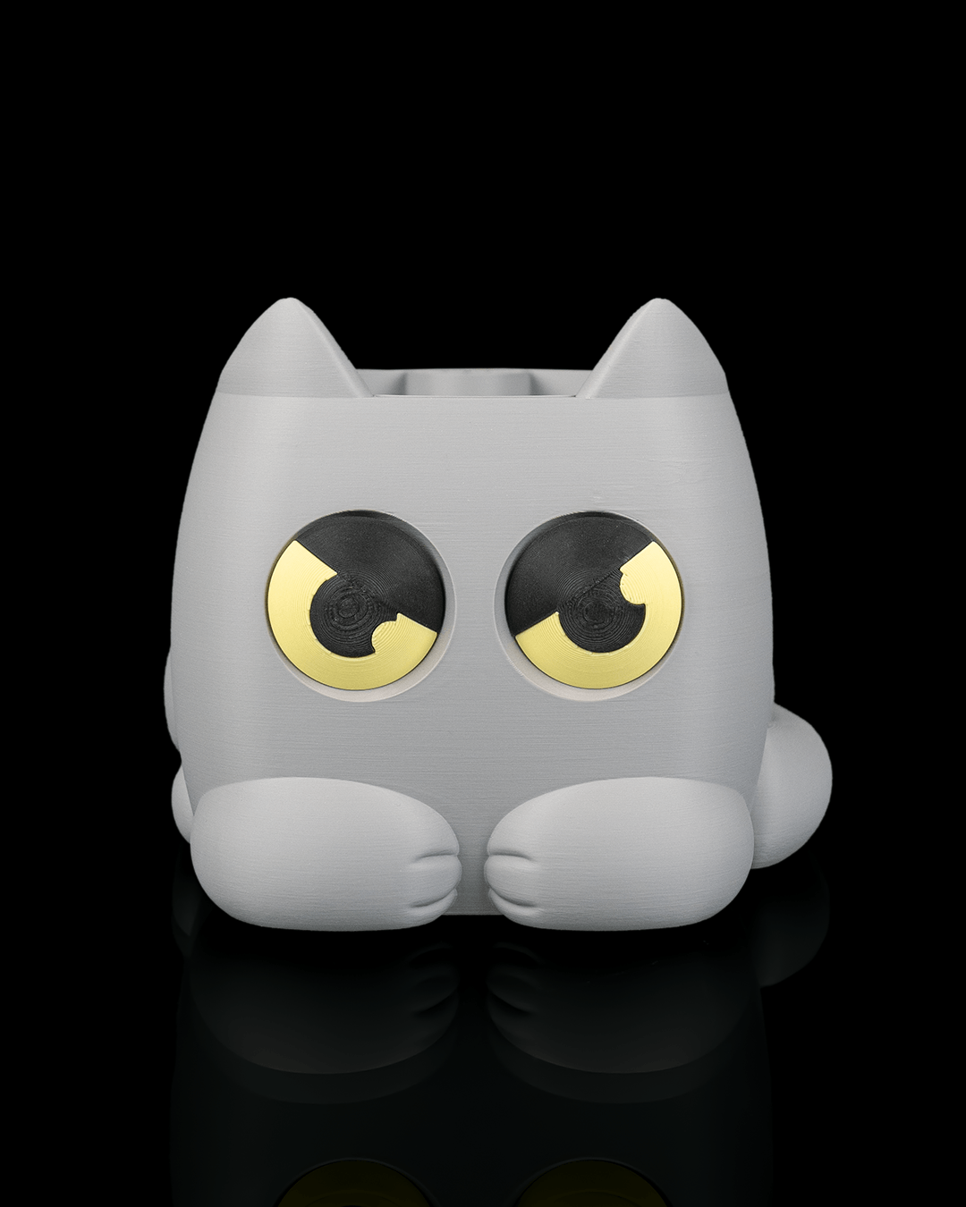 Grumpy Kitty Planter — Mechanical Eye Character Planter | FDM Print