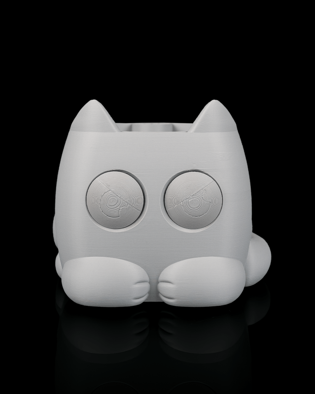 Grumpy Kitty Planter — Mechanical Eye Character Planter | FDM Print