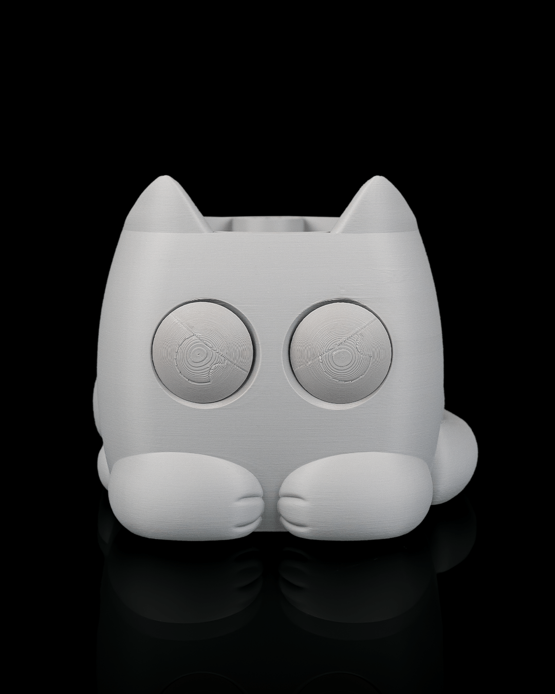 Grumpy Kitty Planter — Mechanical Eye Character Planter | FDM Print