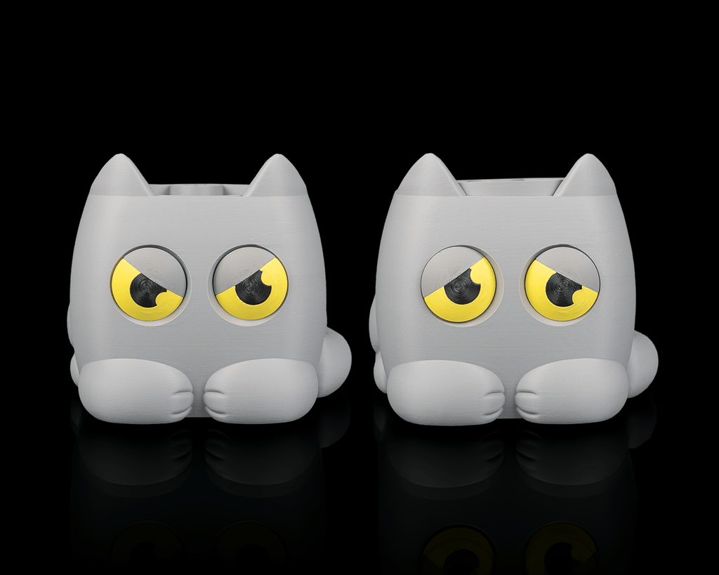 Grumpy Kitty Planter — Mechanical Eye Character Planter | FDM Print