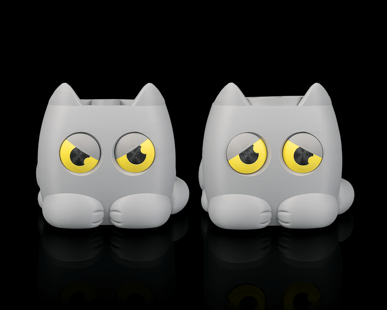 Grumpy Kitty Planter — Mechanical Eye Character Planter | FDM Print