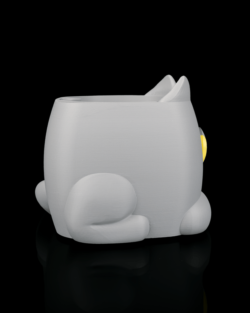 Grumpy Kitty Planter — Mechanical Eye Character Planter | FDM Print