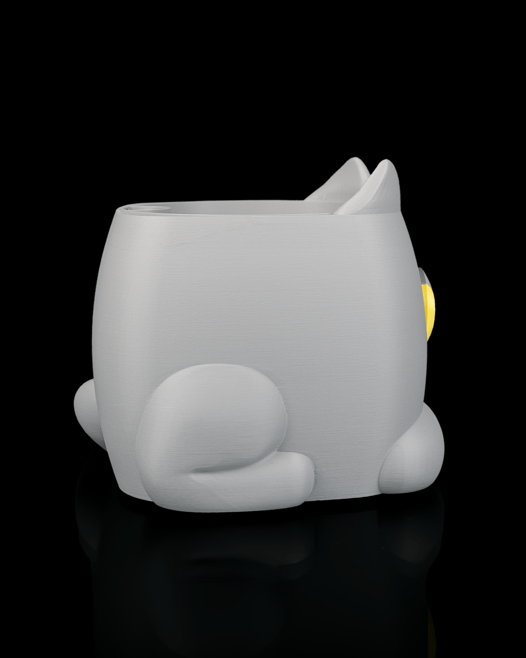 Grumpy Kitty Planter — Mechanical Eye Character Planter | FDM Print