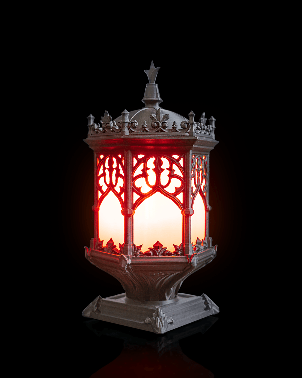 Sepulchral Light — Gothic Tracery Table Lamp | FDM Print