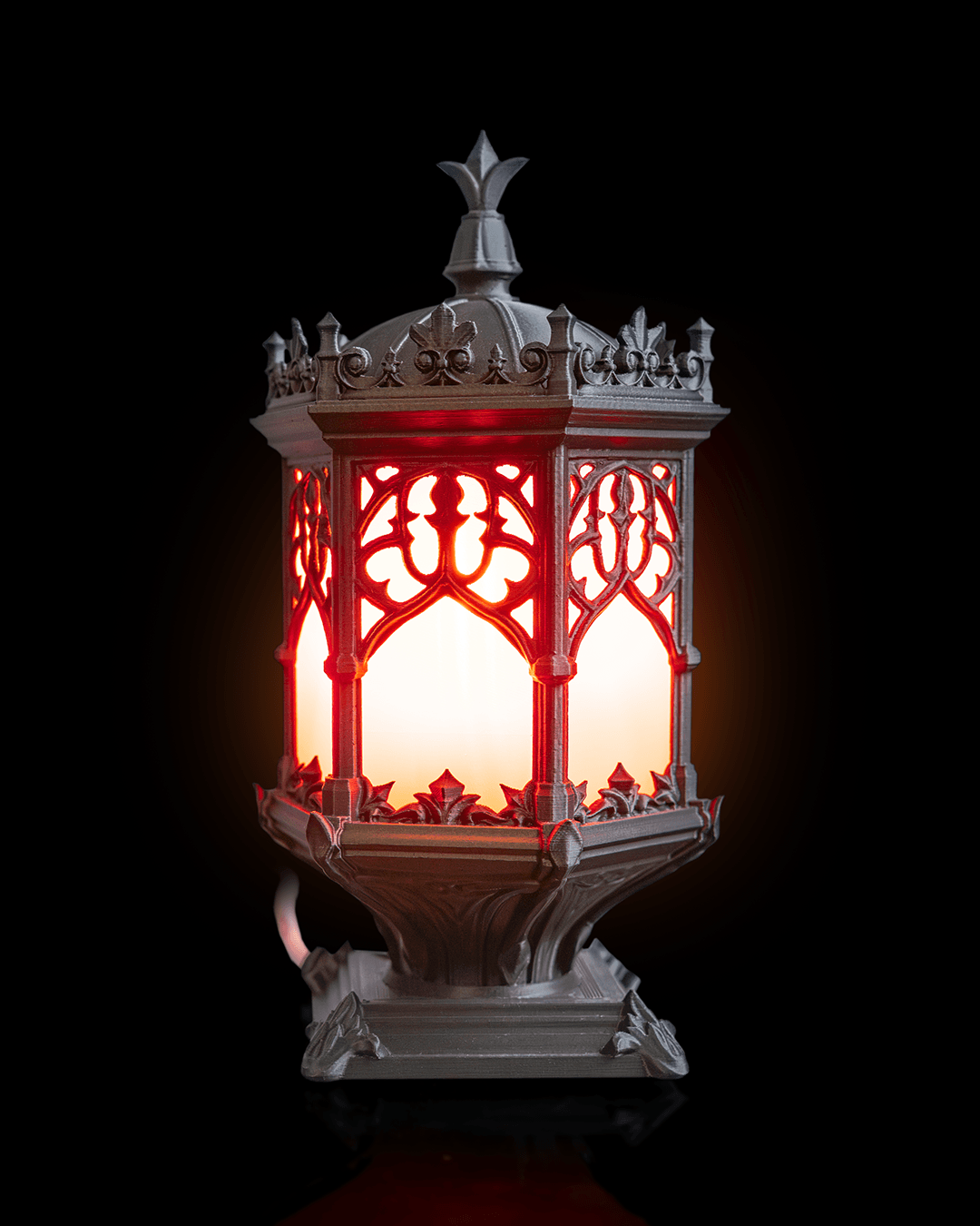 Sepulchral Light — Gothic Tracery Table Lamp | FDM Print