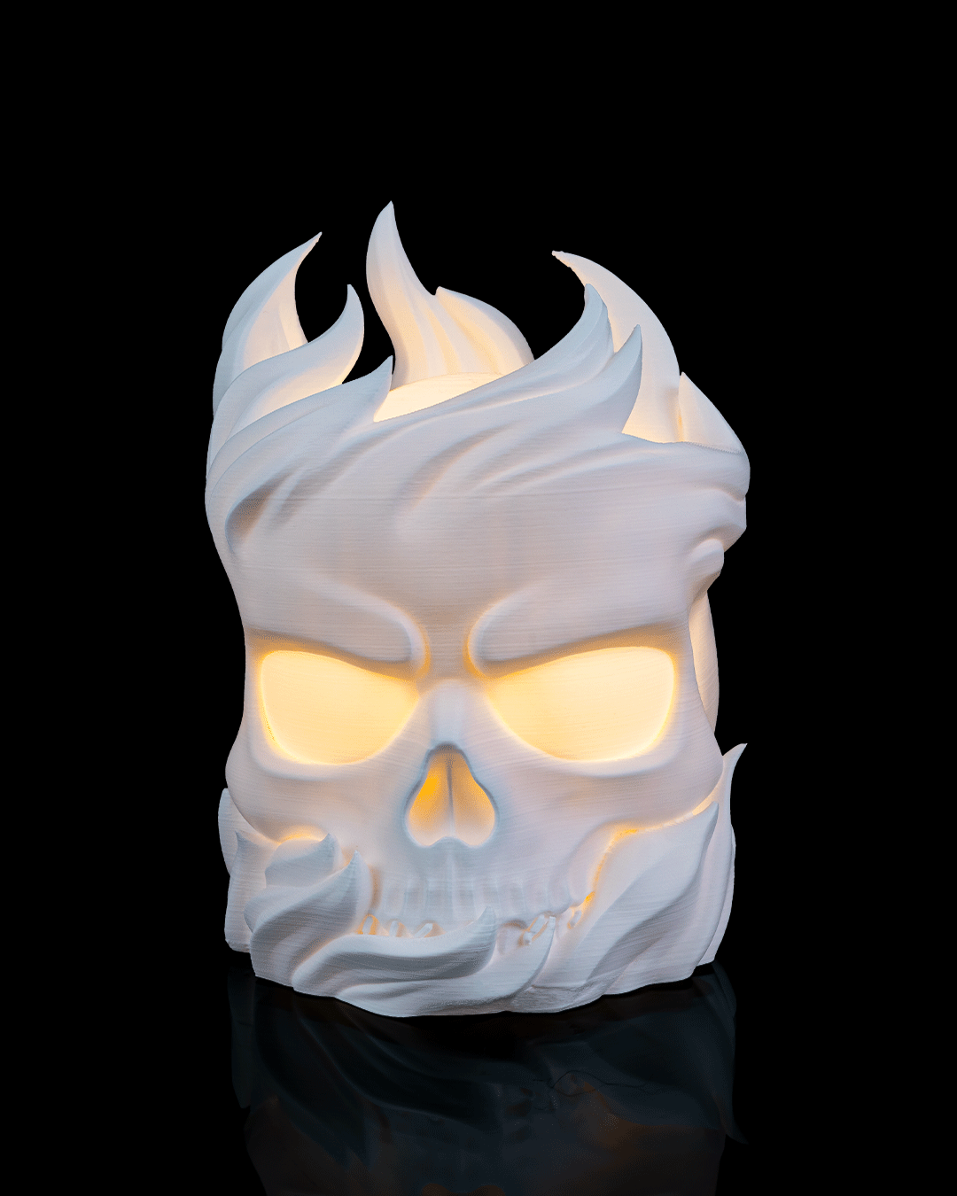 Flaming Skull Table Lamp - LED Tea Light Included