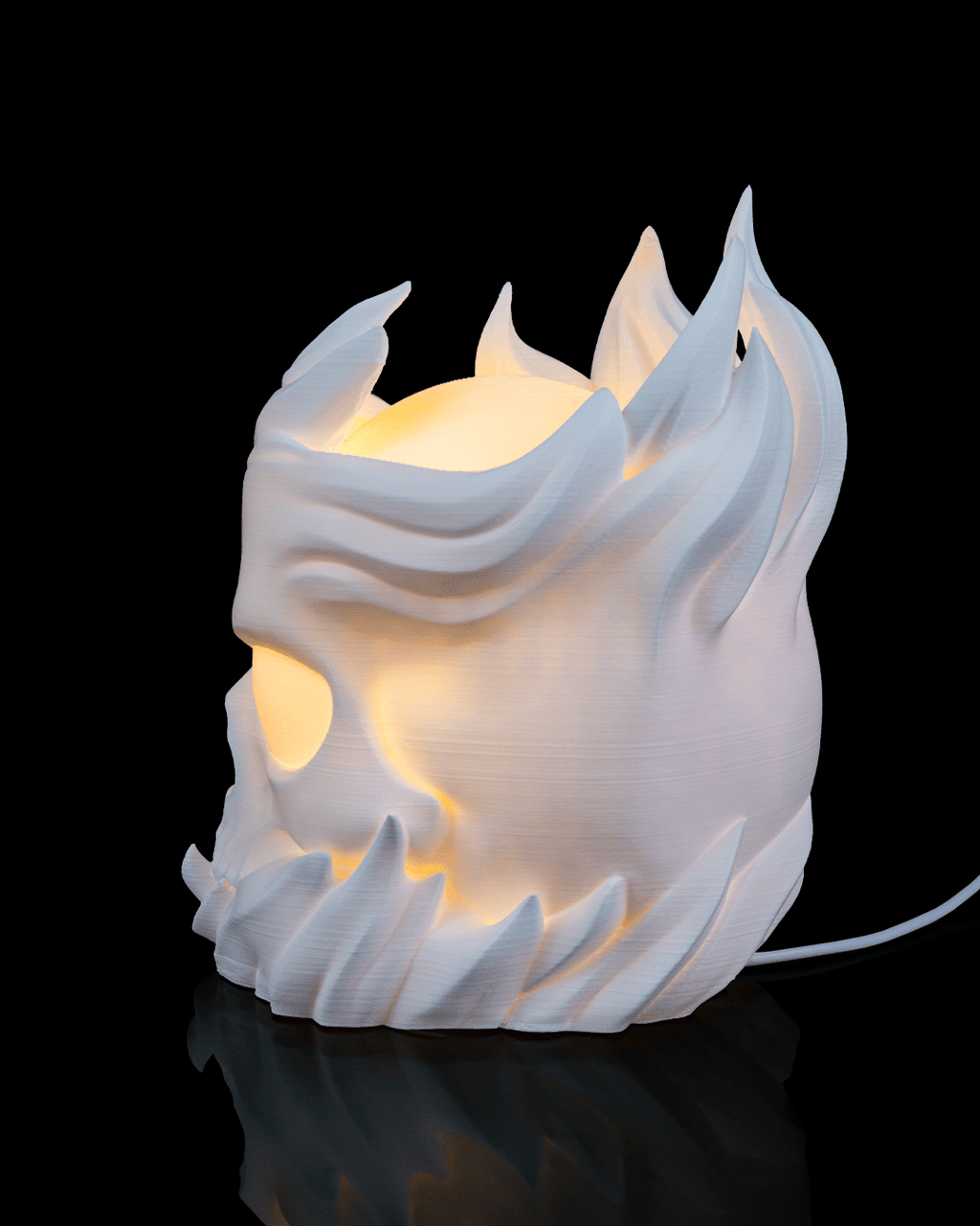 Flaming Skull Table Lamp - LED Tea Light Included