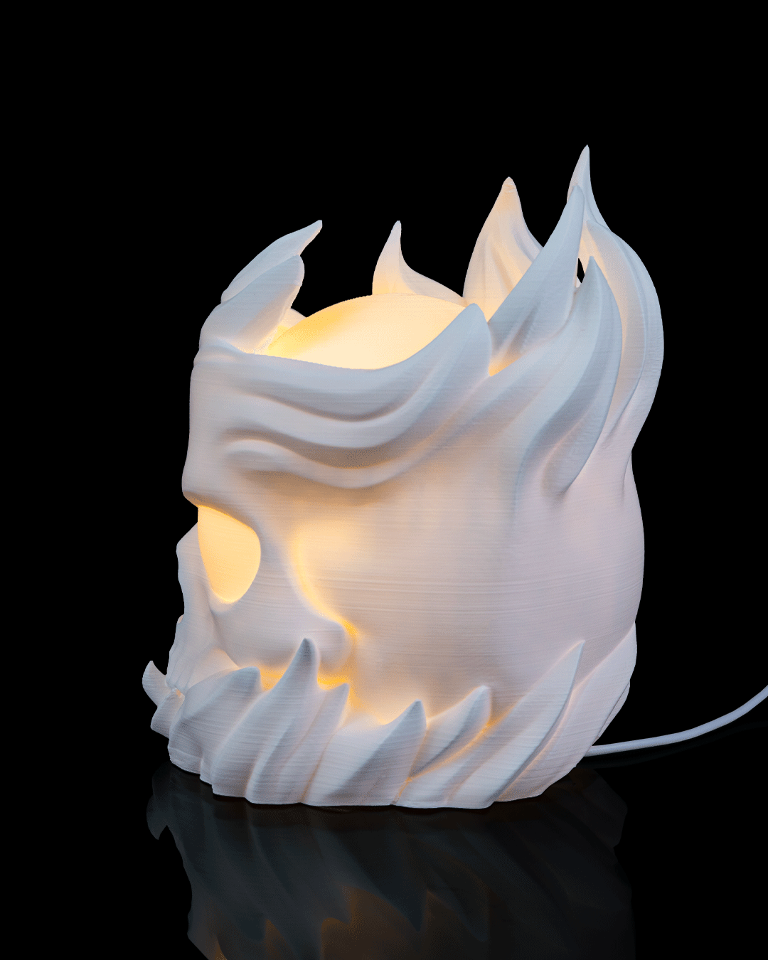 Flaming Skull Table Lamp - LED Tea Light Included