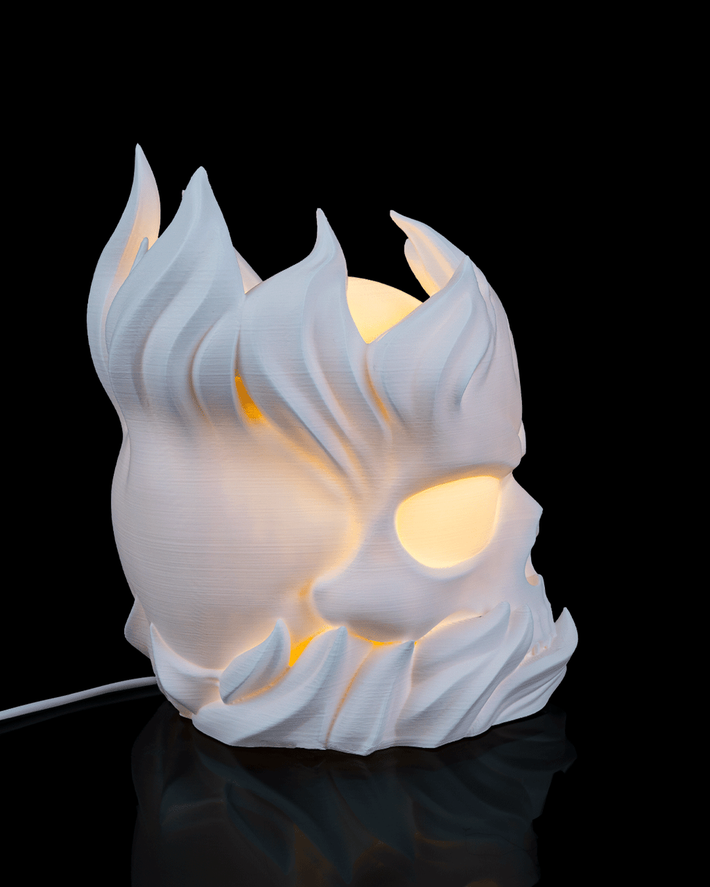 Flaming Skull Table Lamp - LED Tea Light Included