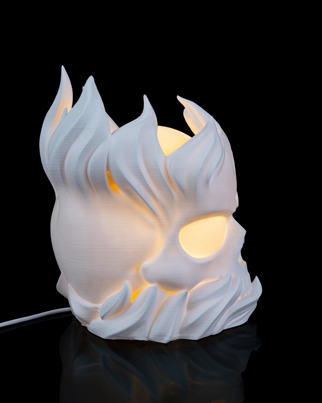 Flaming Skull Table Lamp - LED Tea Light Included