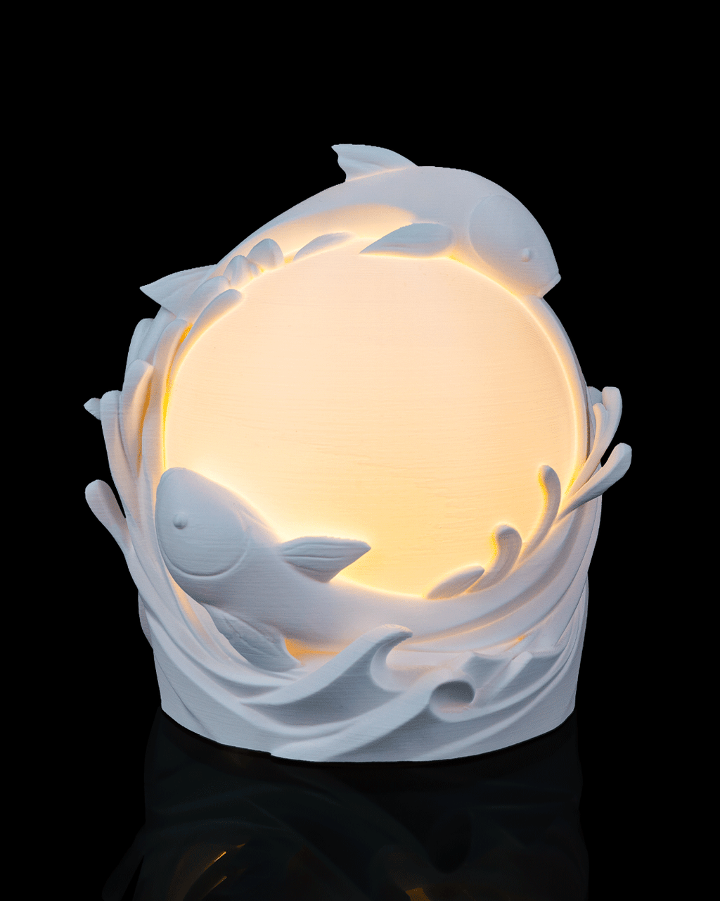 Twin Fish Sphere Table Lamp - LED Tea Light Included
