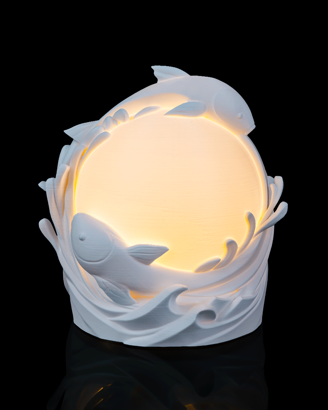 Twin Fish Sphere Table Lamp - LED Tea Light Included