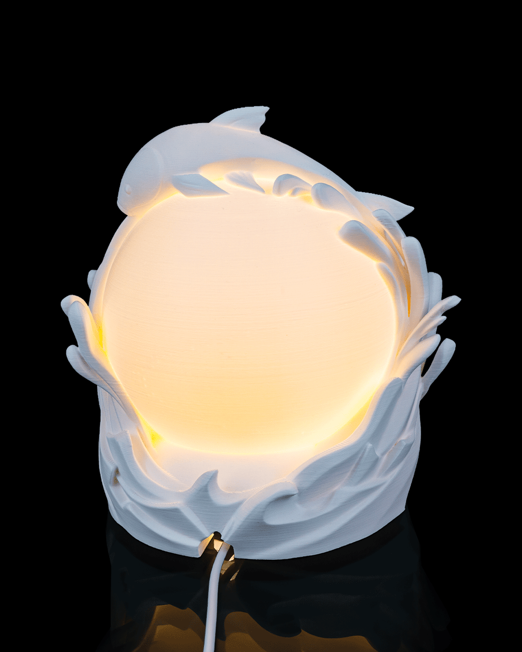 Twin Fish Sphere Table Lamp - LED Tea Light Included