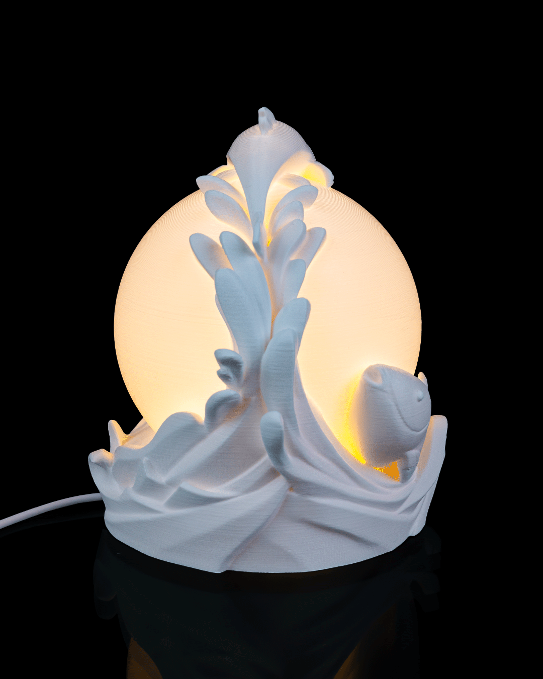 Twin Fish Sphere Table Lamp - LED Tea Light Included